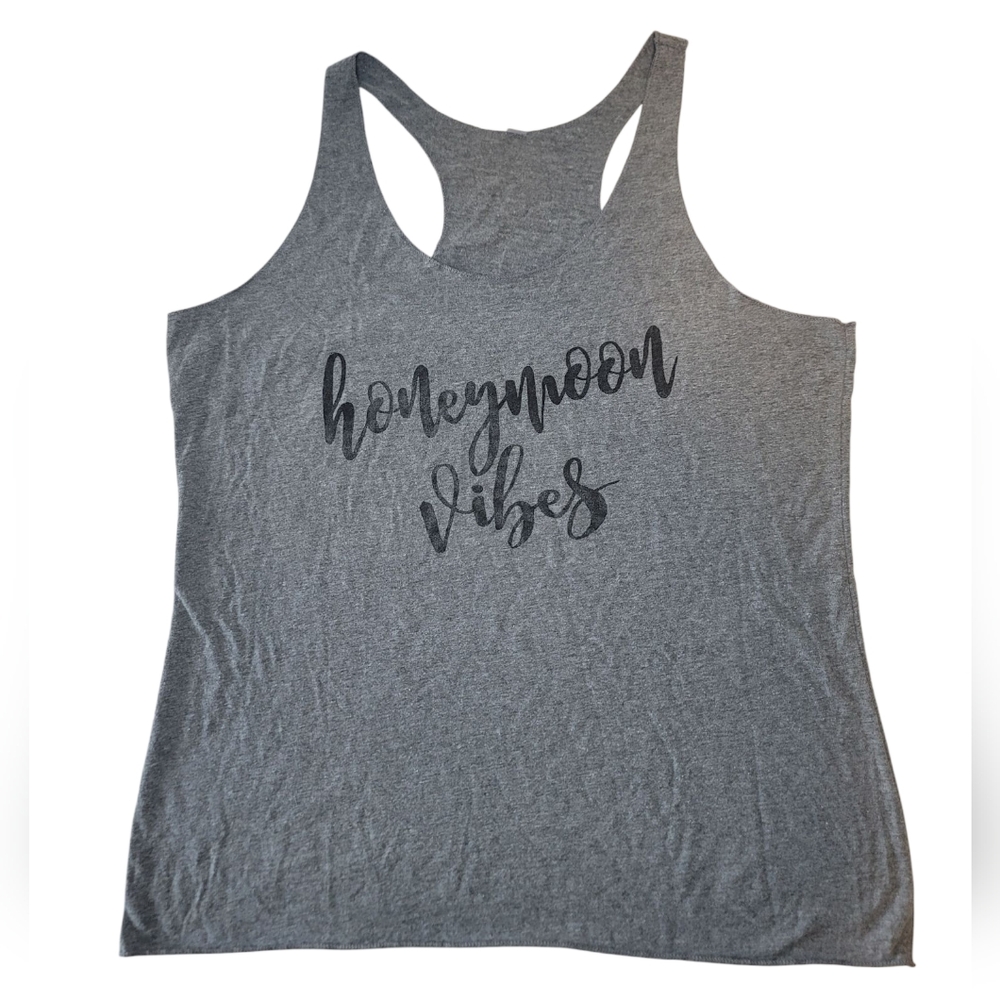 Gray Women's Racerback "Honeymoon Vibes"  Tank Top EUC
